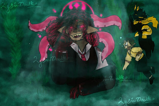 Bust with 2 full body characters and a Detailed BG